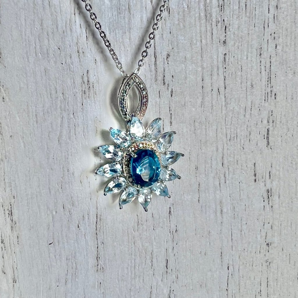 London Blue Topaz In Sterling Silver With Marquise Cut Sky Blue Topaz Stones